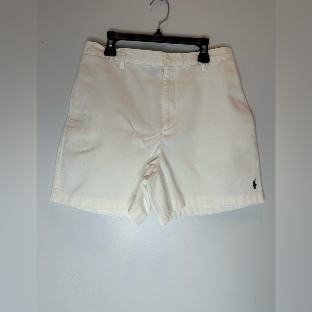 Ralph Lauren Cream Cotton Shorts with Polo Logo